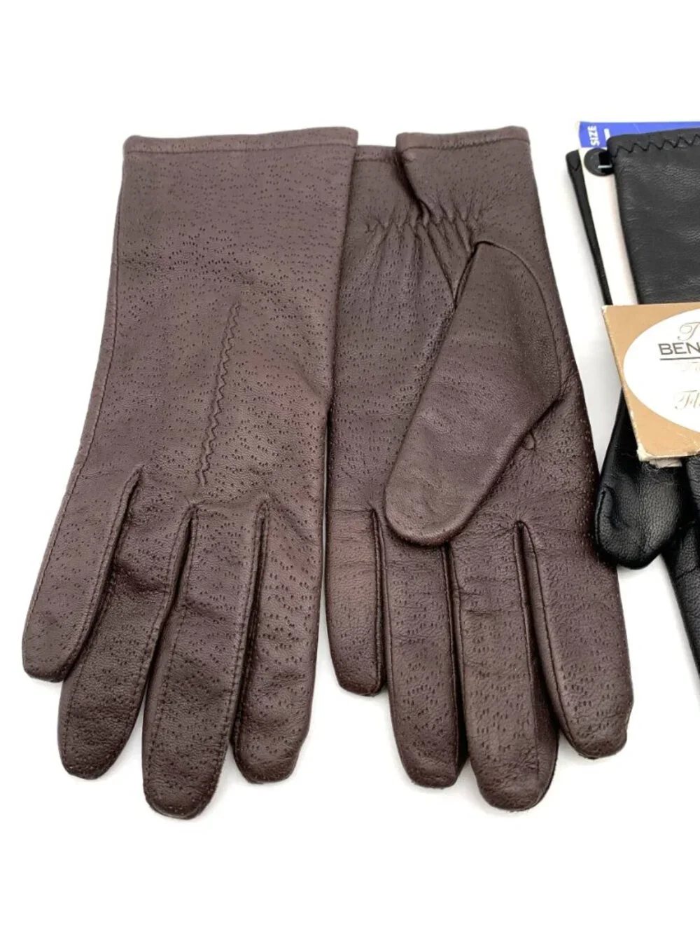 2 Vintage Leather Gloves Black Brown Size L 8 Winter Bentley Thinsulate Fownes